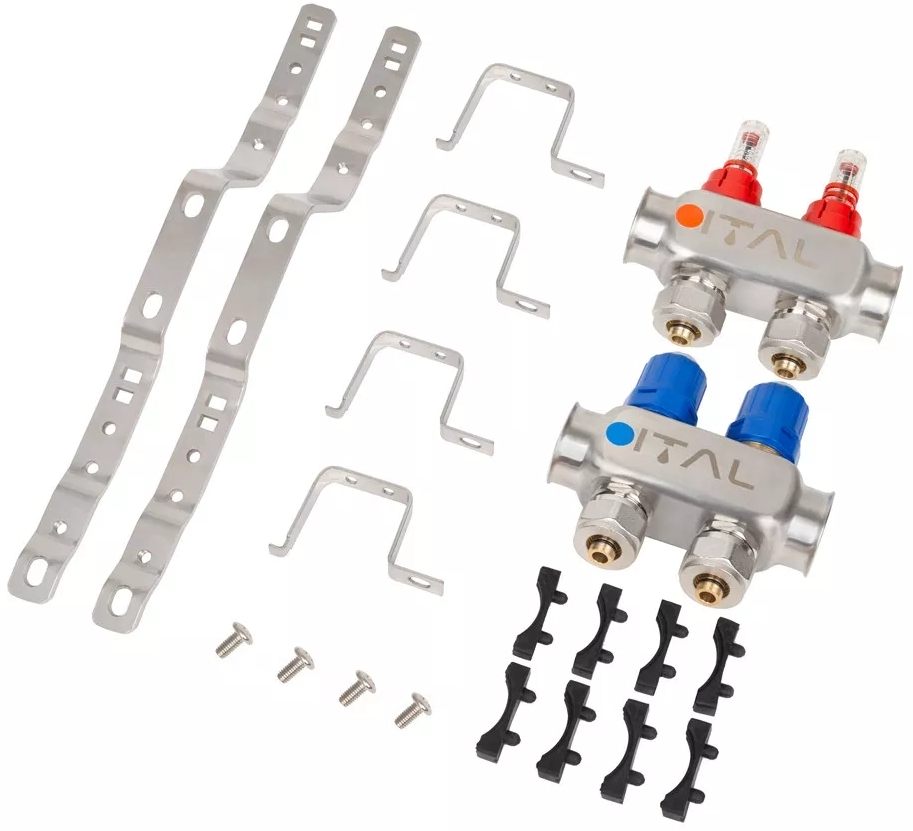 Колектор із витратомірами ITAL HC1-02 x 3/4"Ek, нержавіюча сталь ціна 1559 грн - фотографія 2