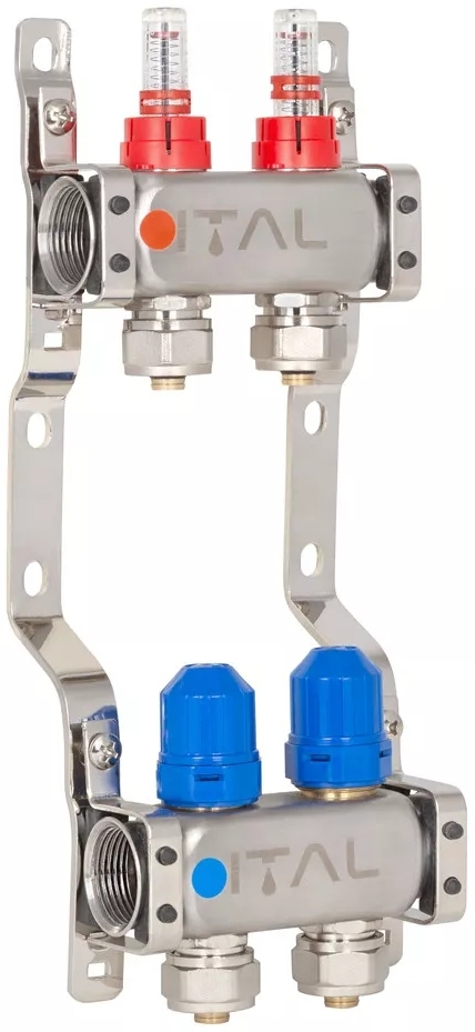 Колектор із витратомірами ITAL HC1-02 x 3/4"Ek, нержавіюча сталь