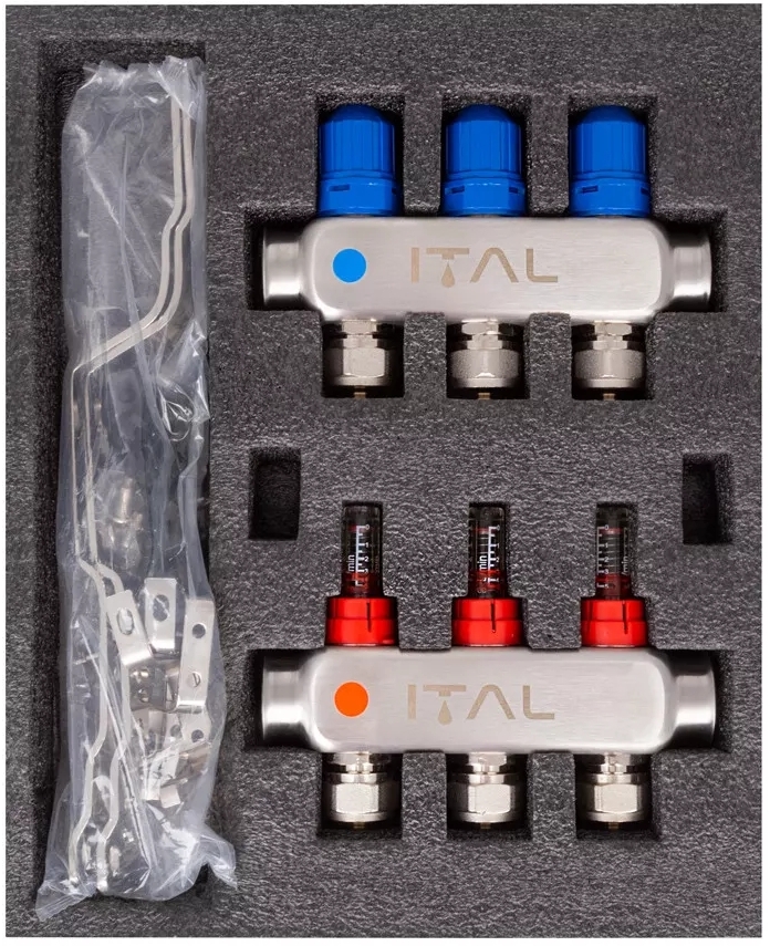 в продажу Колектор із витратомірами ITAL HC1-03 x 3/4"Ek, нержавіюча сталь - фото 3