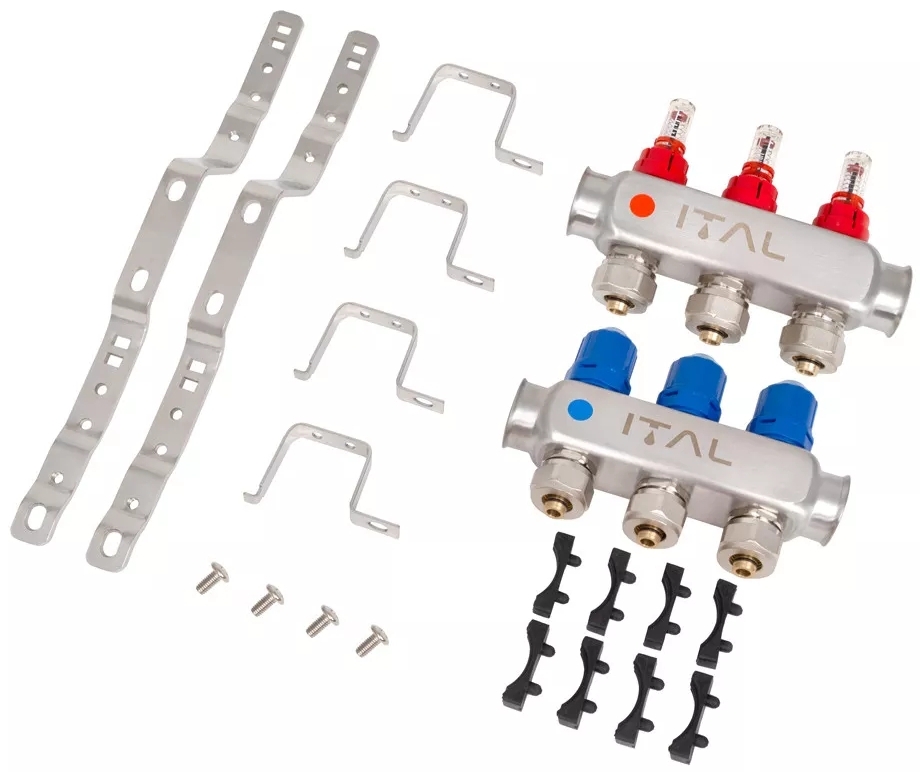 Колектор із витратомірами ITAL HC1-03 x 3/4"Ek, нержавіюча сталь ціна 2196 грн - фотографія 2