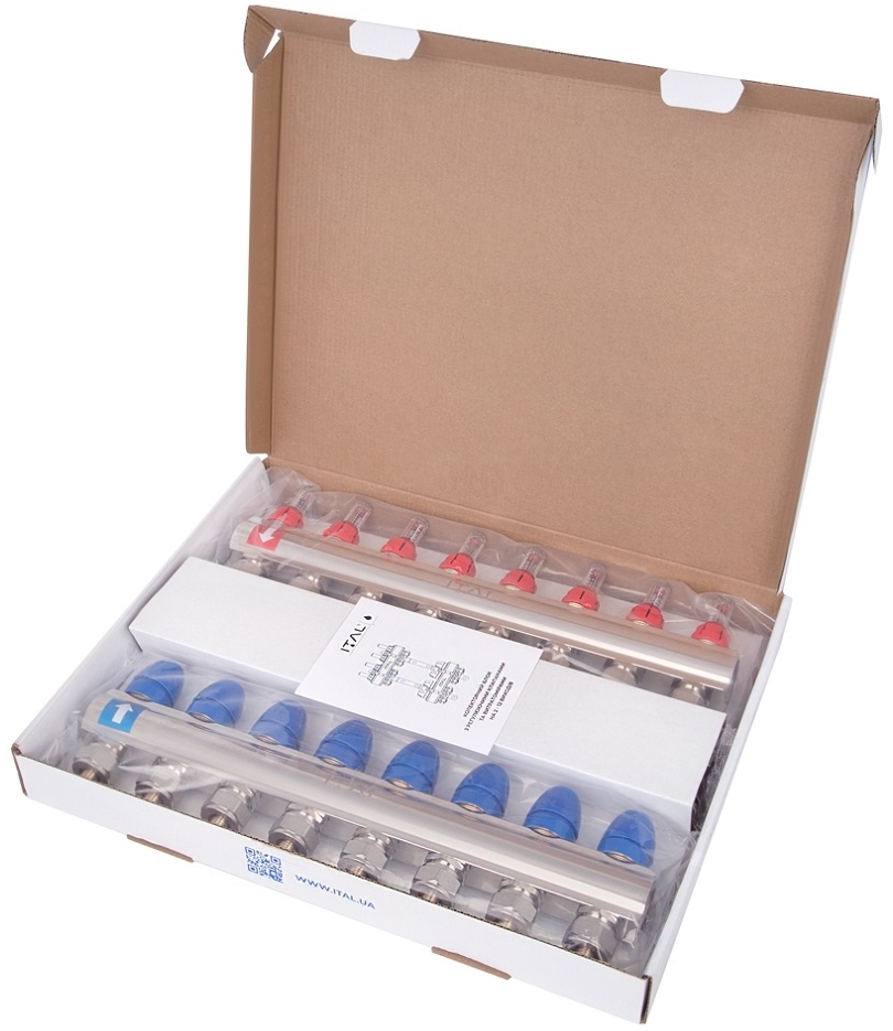 в продажу Колектор із витратомірами ITAL IT08-H2001 1"-3/4", євроконус, латунь - фото 3