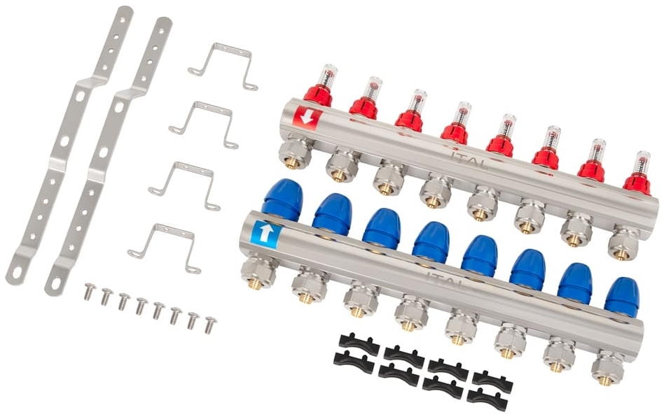 Колектор із витратомірами ITAL IT08-H2001 1"-3/4", євроконус, латунь ціна 5555 грн - фотографія 2