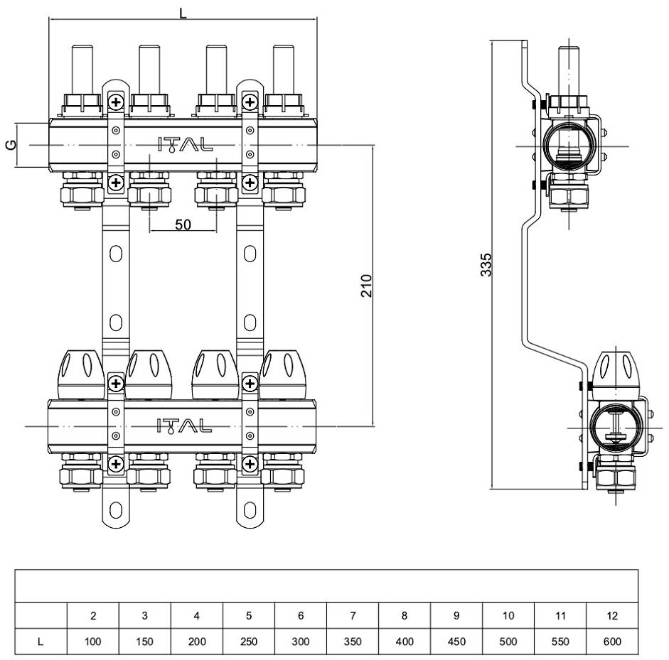 ITAL IT06-H2001 1"-3/4", євроконус, латунь Габаритні розміри