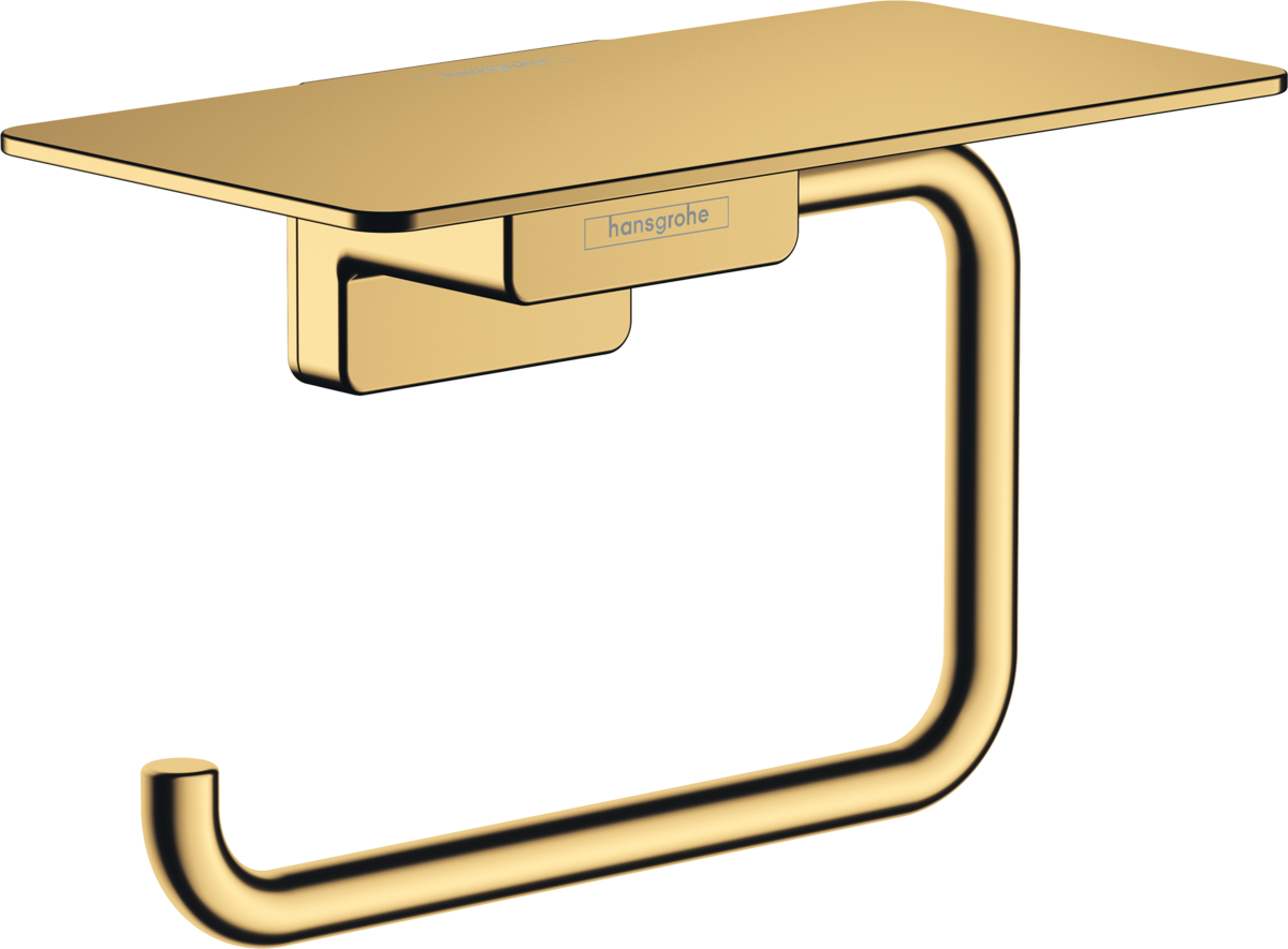 Тримач туалетного паперу з полицею Hansgrohe AddStoris Polished Gold Optic 41772990