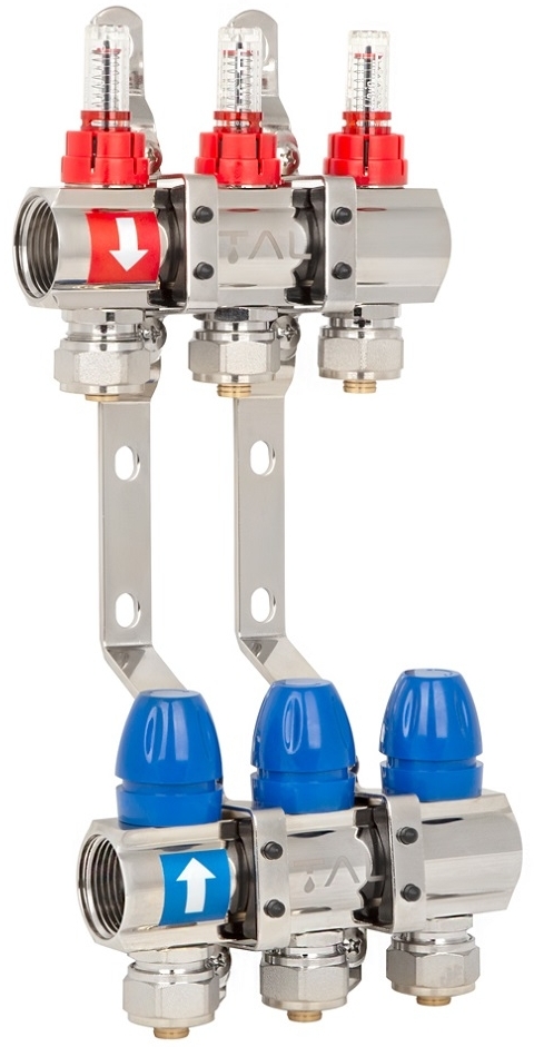 Колектор із витратомірами ITAL IT03-H2001 1"-3/4", євроконус, латунь