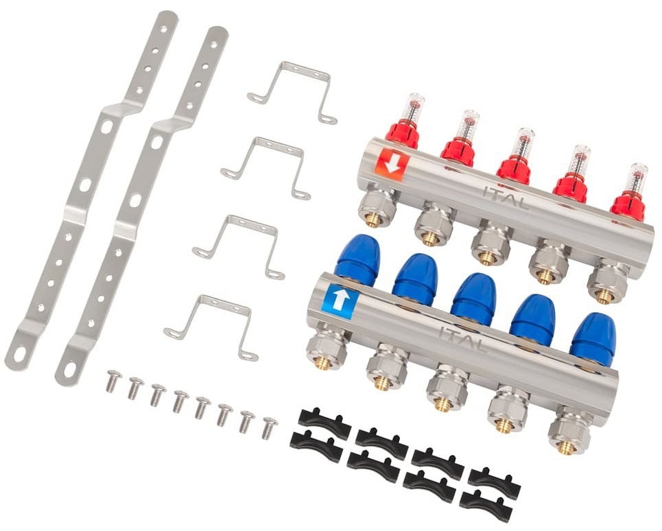 Колектор із витратомірами ITAL IT05-H2001 1"-3/4", євроконус, латунь ціна 3750 грн - фотографія 2
