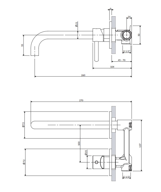 Omnires Y brushed gold (Y1215HLGLB) Габаритні розміри