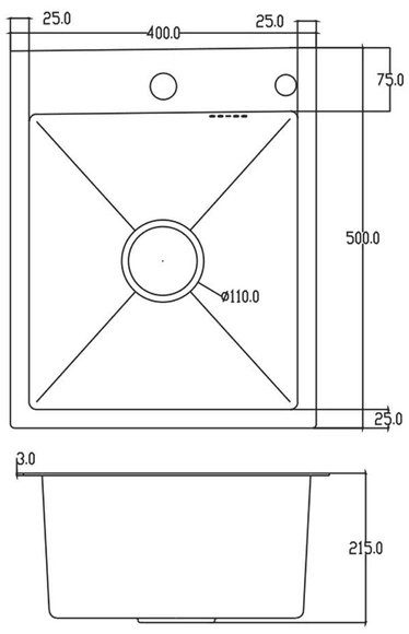 ITAL ID 4050-MGR, 400x500x215мм, графит Габаритные размеры