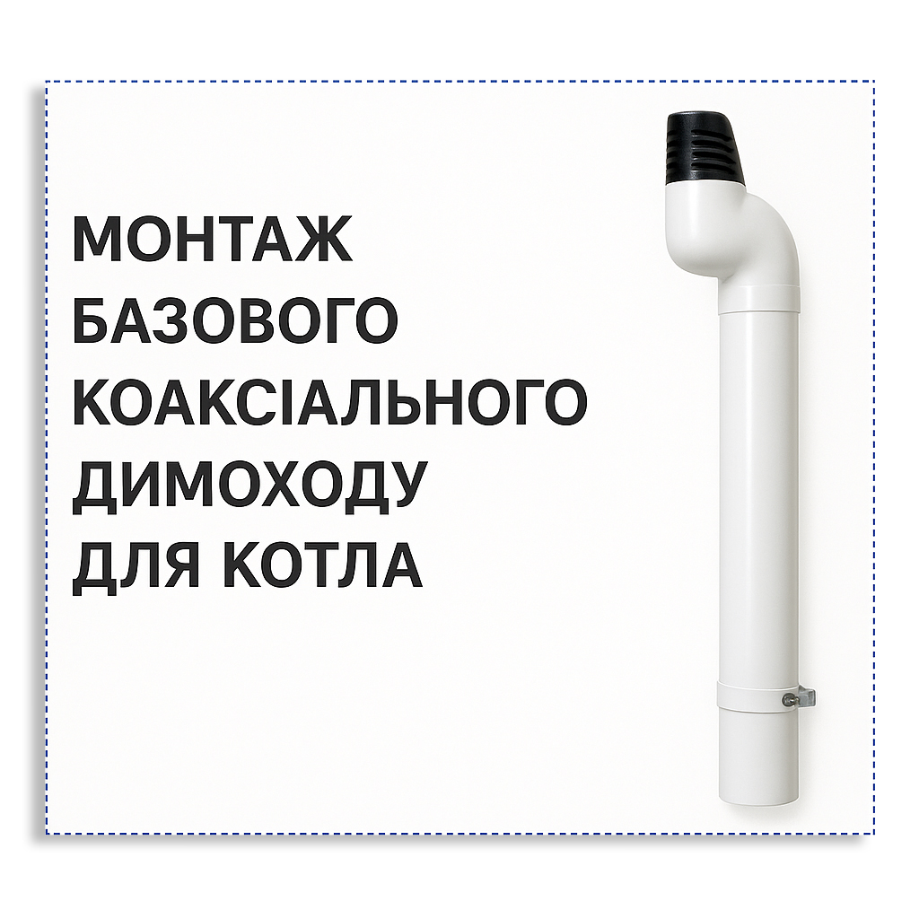 Монтаж базового коаксиального дымохода для котла