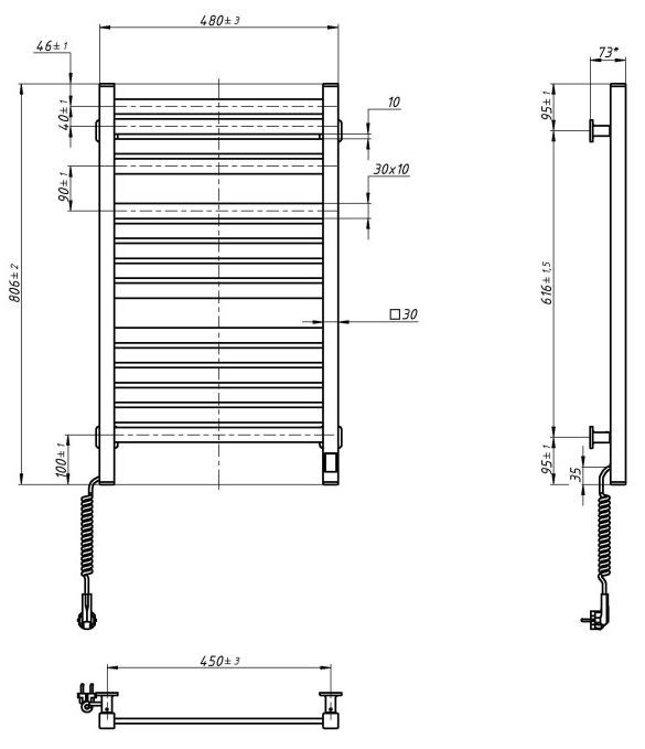 Navin Авангард X 480x800 Sensor з WI-FI, лівобічна (12-172155-4880) Габаритні розміри