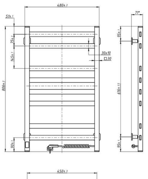 Navin Авангард X 480x800 Sensor з WI-FI, лівобічна (12-272155-4880) Габаритні розміри