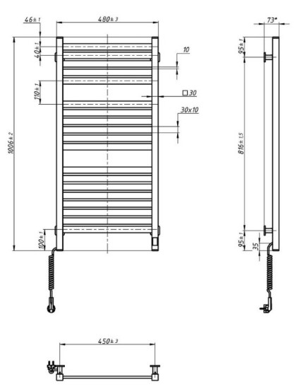 Navin Авангард X 480x1000 Sensor з WI-FI, лівобічна (12-172155-4810) Габаритні розміри