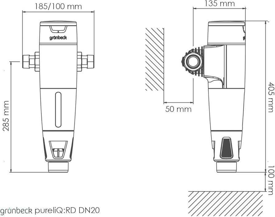 Grunbeck pureliQ RD 20 Габаритні розміри