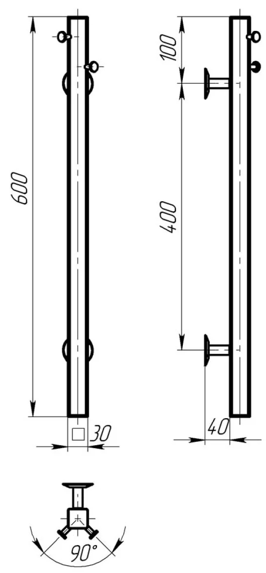 Deffi Holly 30x600 Е Черный, JD04 (C.MB.60.30.E.B.U.2) Габаритные размеры