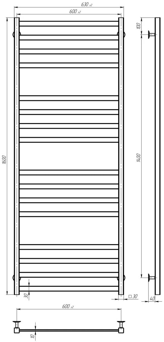 Deffi Avast ЧФ П16 600x1600 Е Черный, JD04, Левое подключение (B.AV.160.60.16.E.B.L.2) Габаритные размеры