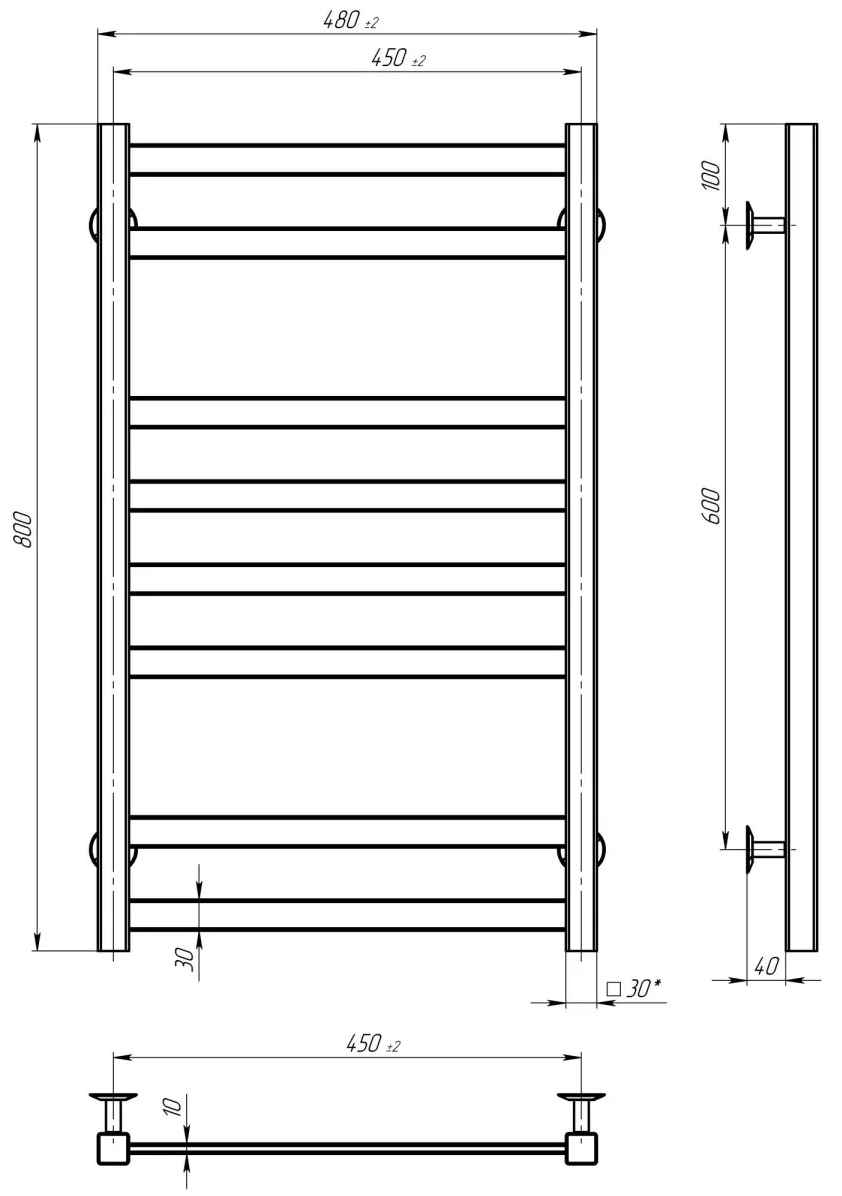 Deffi Avast ЧФ П8 450x800 Е Белый, WD04, Правое подключение (B.AV.80.45.8.E.W.R.4) Габаритные размеры