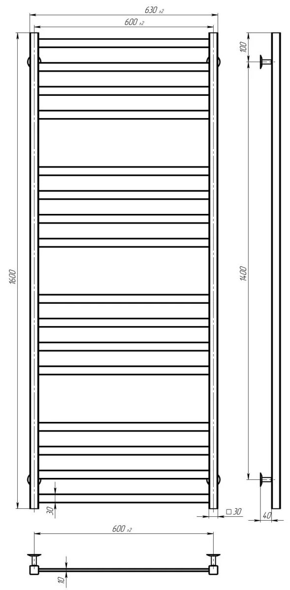 Deffi Avast ЧФ П16 600x1600 Е Белый, WD04, Левое подключение (B.AV.160.60.16.E.W.L.4) Габаритные размеры
