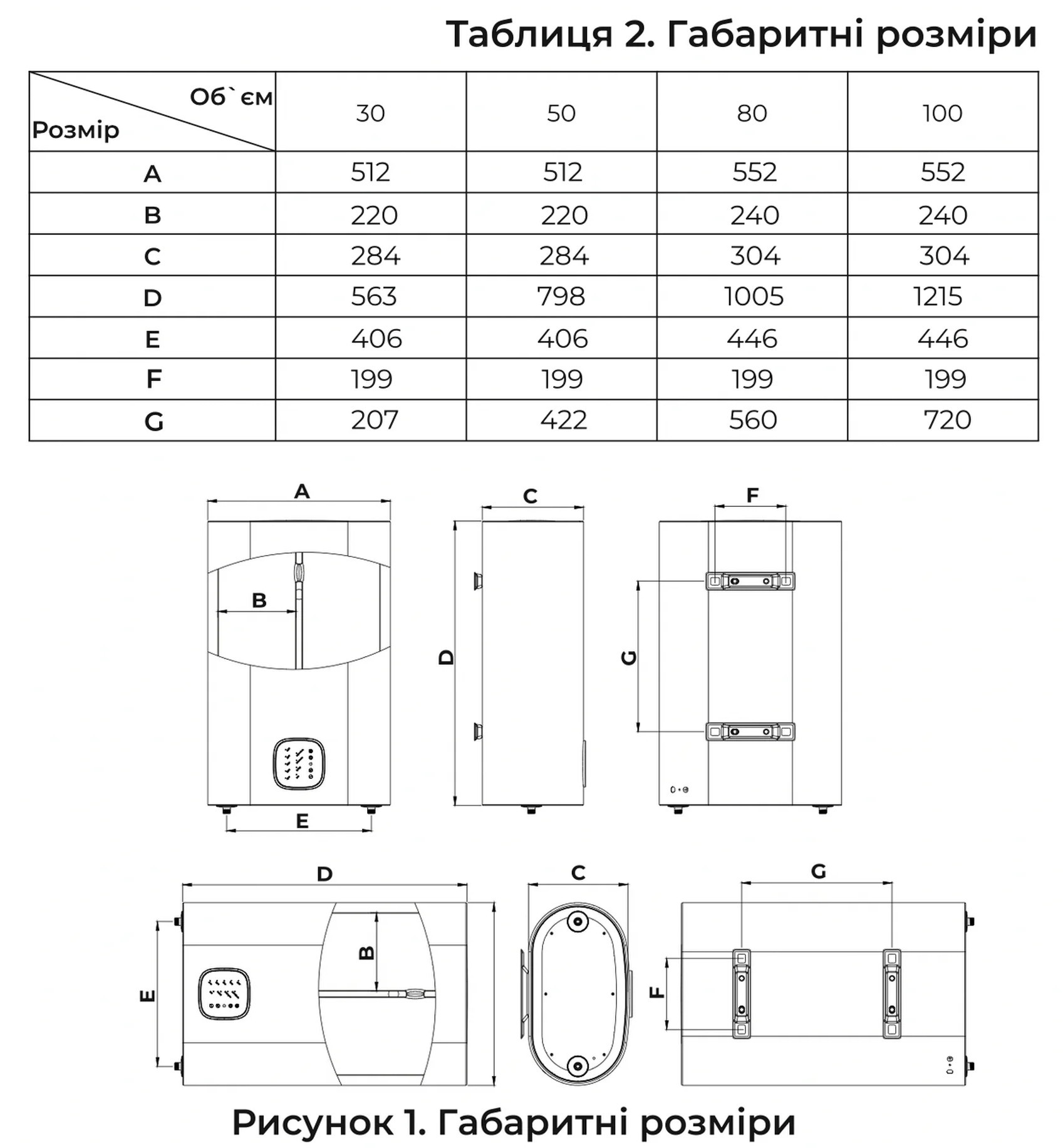 Fudo Galaxy FDG-50L Габаритні розміри