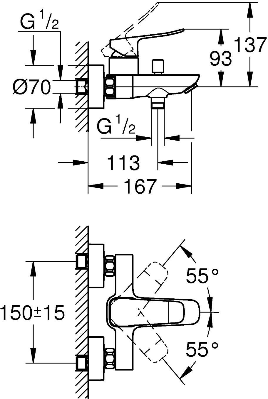 Grohe QuickFix Dice 1018722430 Габаритні розміри