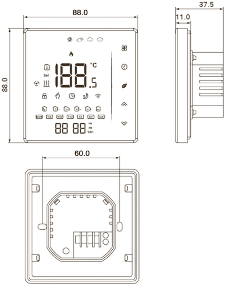 Konveka TW24 Wi-Fi White Габаритные размеры