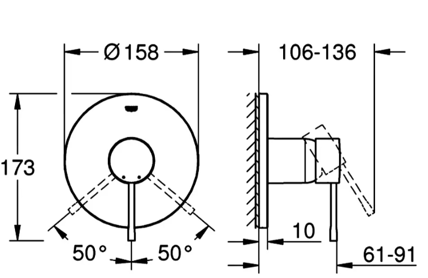 Grohe Essence 24168001 Габаритні розміри