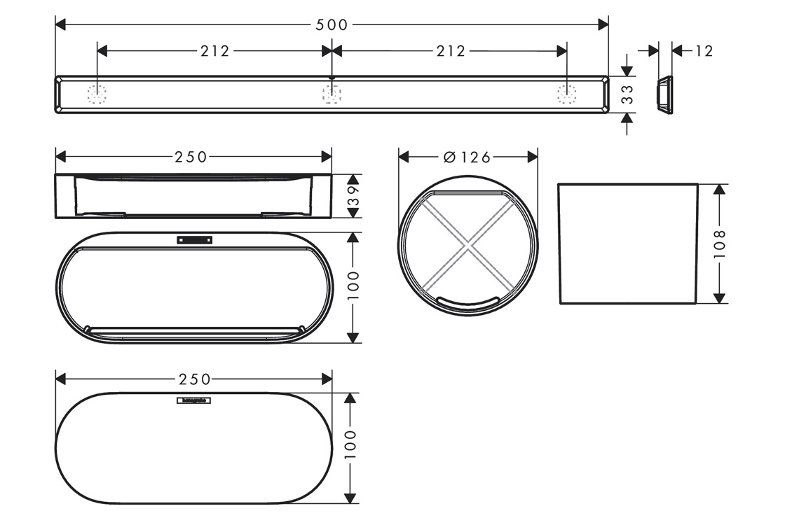 Hansgrohe WallStoris Matt Black 27968670 Габаритні розміри