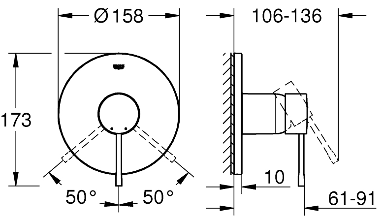 Grohe Essence 24168KF1 Габаритні розміри
