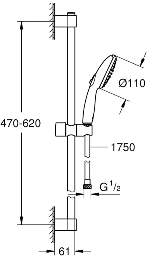 Grohe Tempesta 261622433 Габаритні розміри