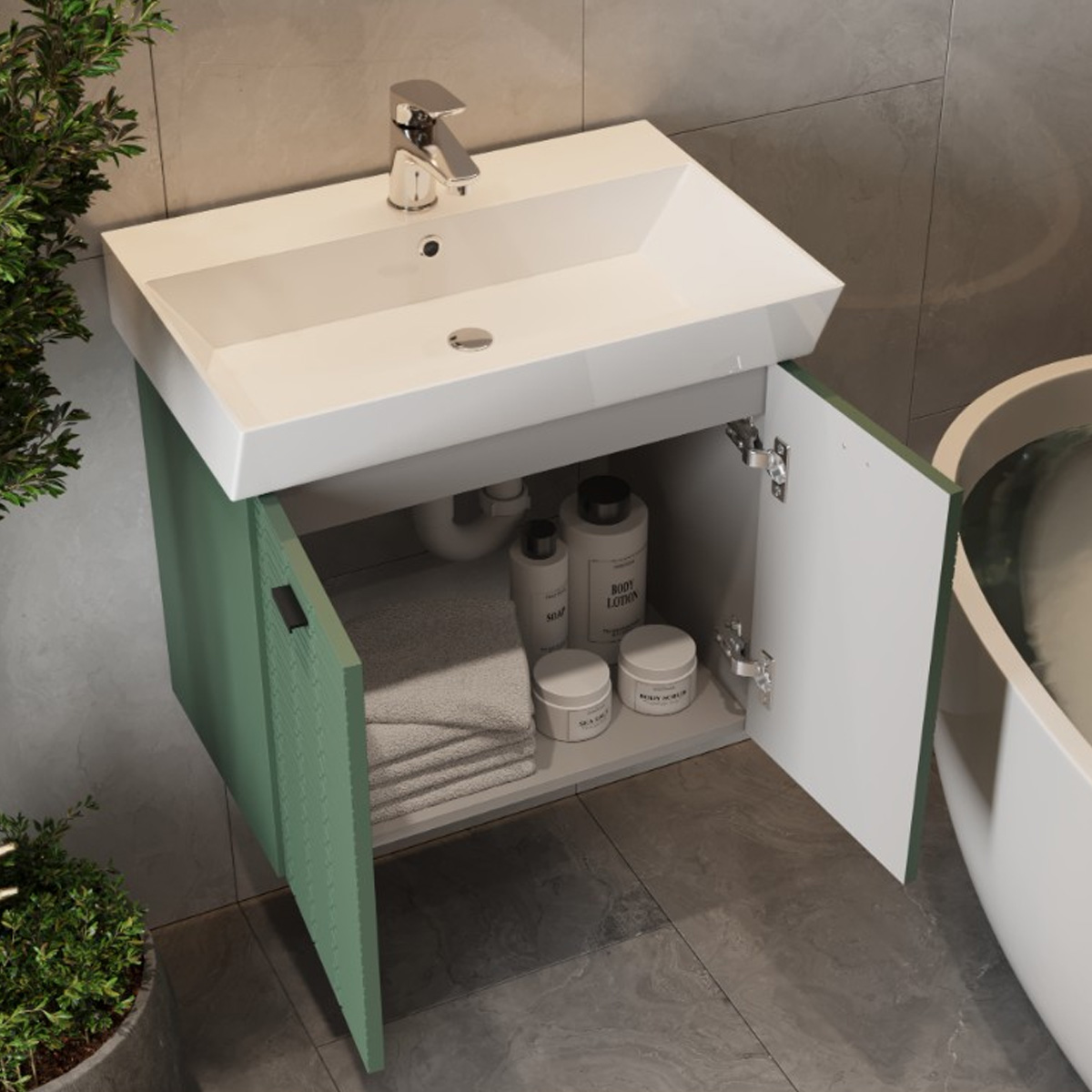 Тумба с умывальником Devit Flow, 60 см (484060E) обзор - фото 8