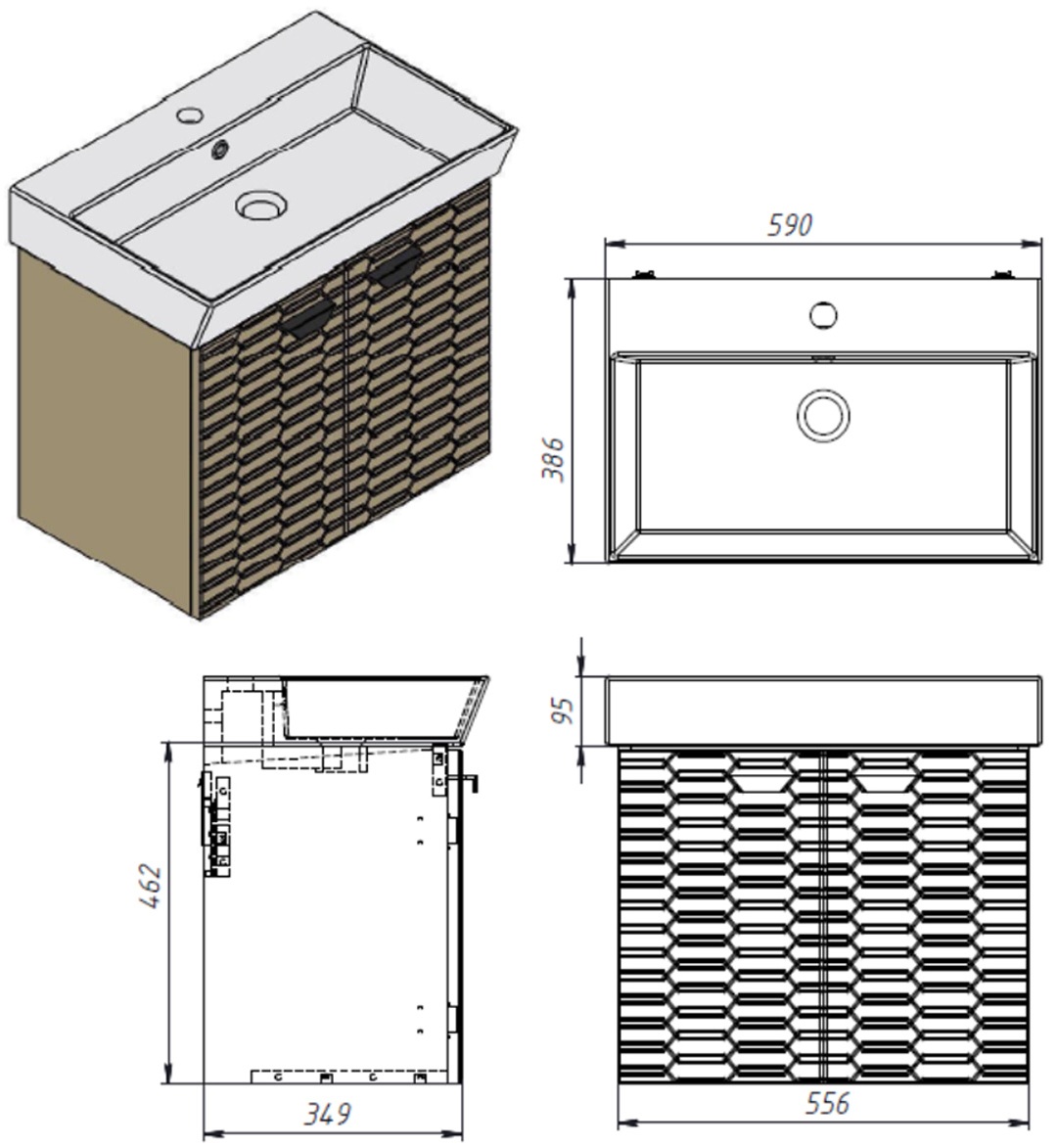 Devit Flow, 60 см (484060E) Габаритные размеры