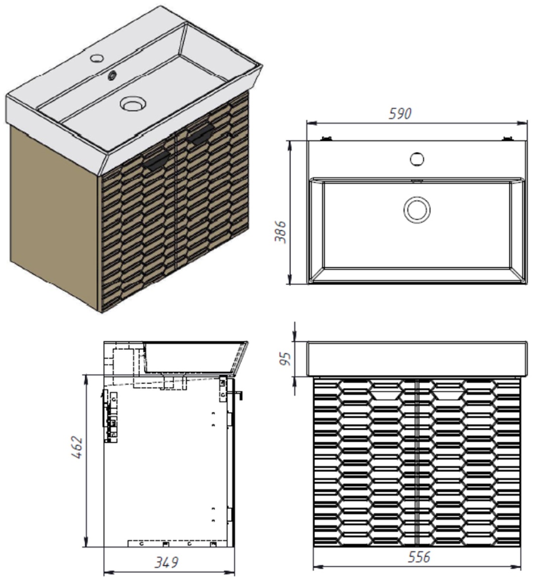 Devit Flow, 60 см (484060W) Габаритные размеры