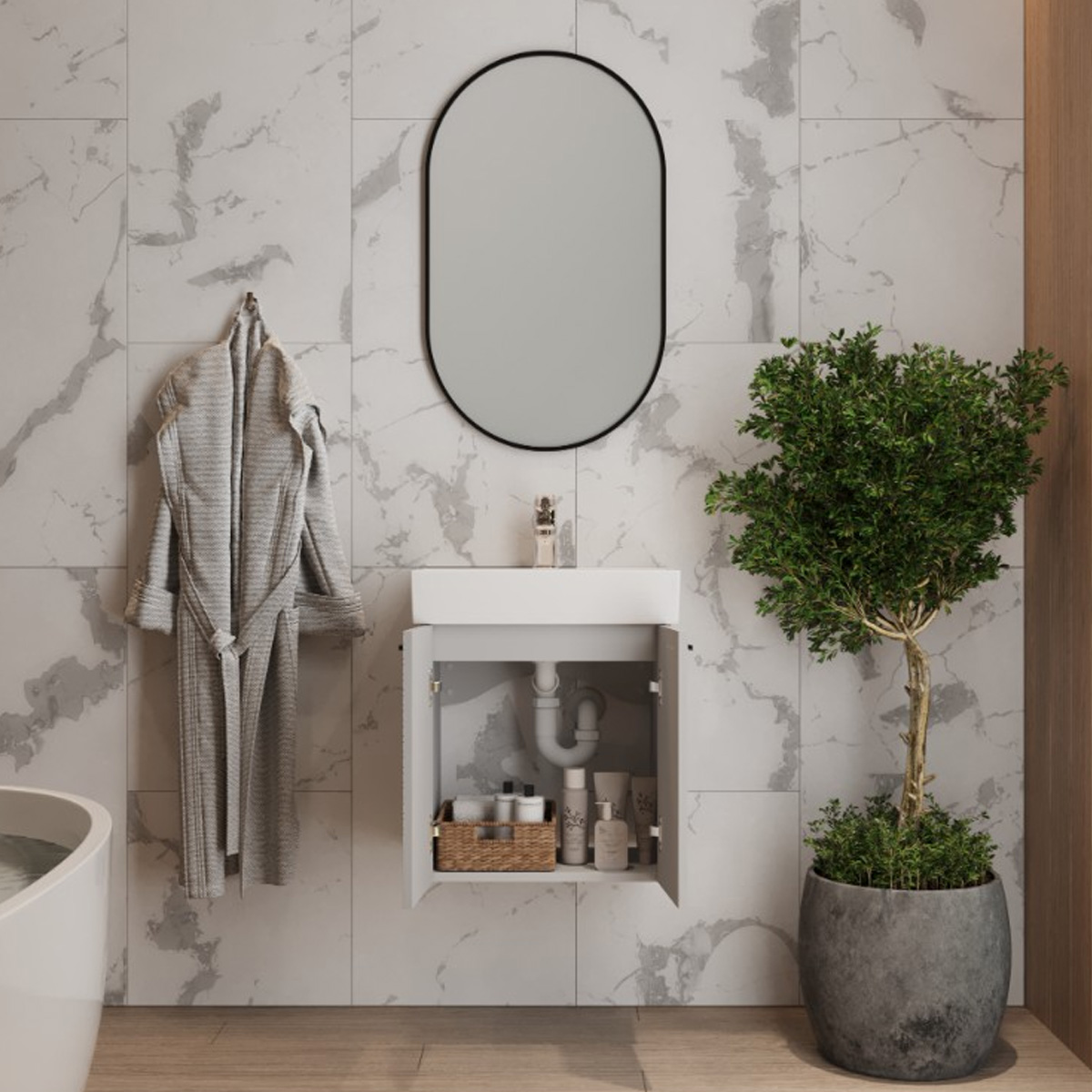 Тумба с умывальником Devit Flow, 60 см (484060G) обзор - фото 8