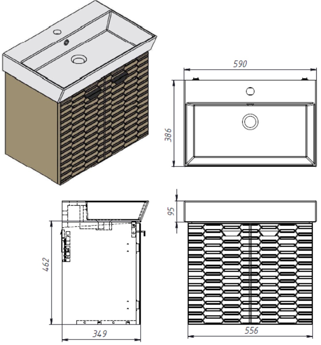 Devit Flow, 60 см (484060G) Габаритные размеры