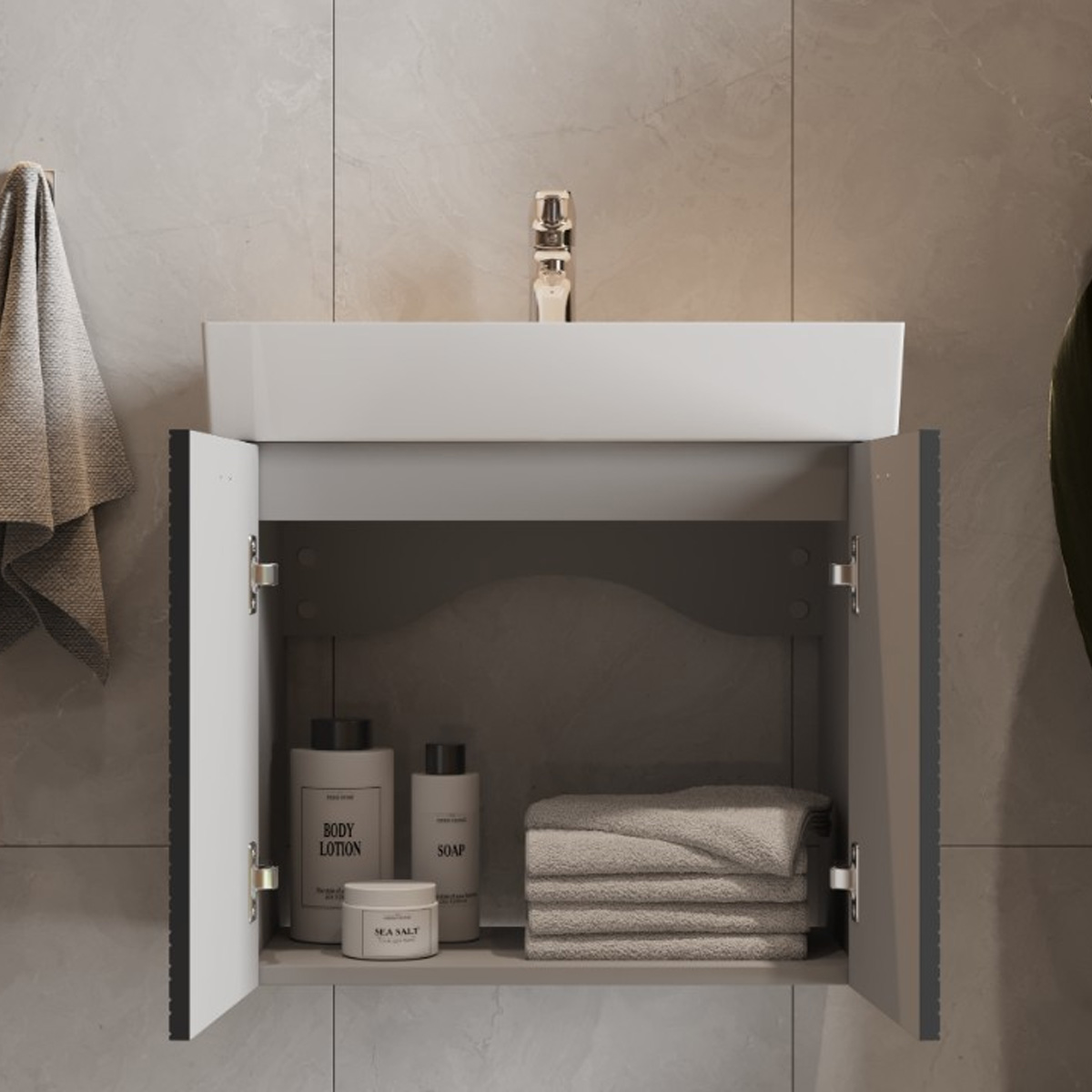 Тумба с умывальником Devit Flow, 60 см (484060A) внешний вид - фото 9