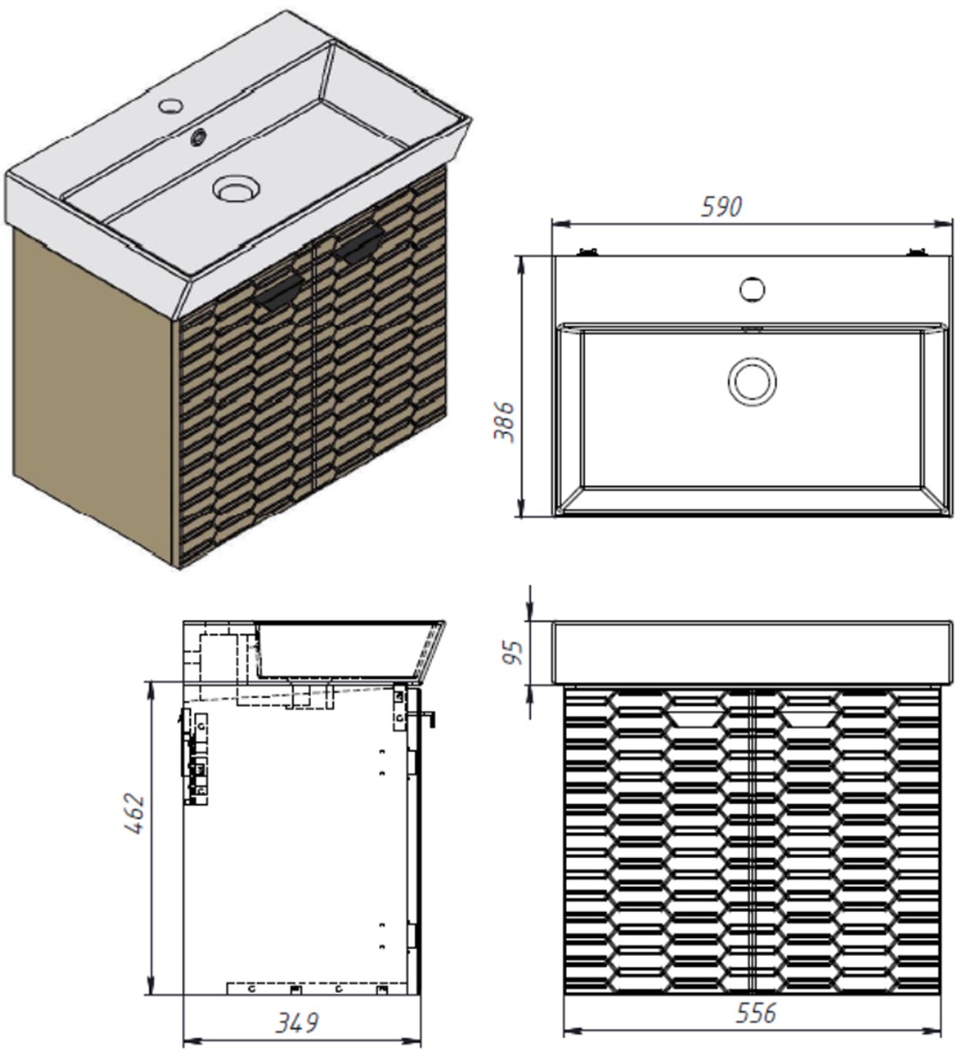 Devit Flow, 60 см (484060A) Габаритные размеры