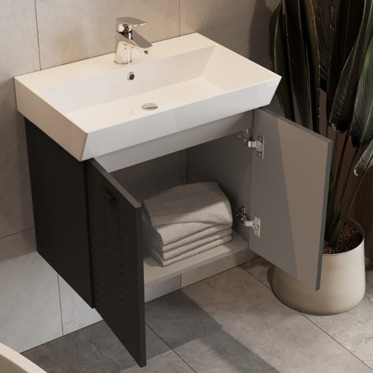 Тумба с умывальником Devit Flow, 50 см (484050A) обзор - фото 8