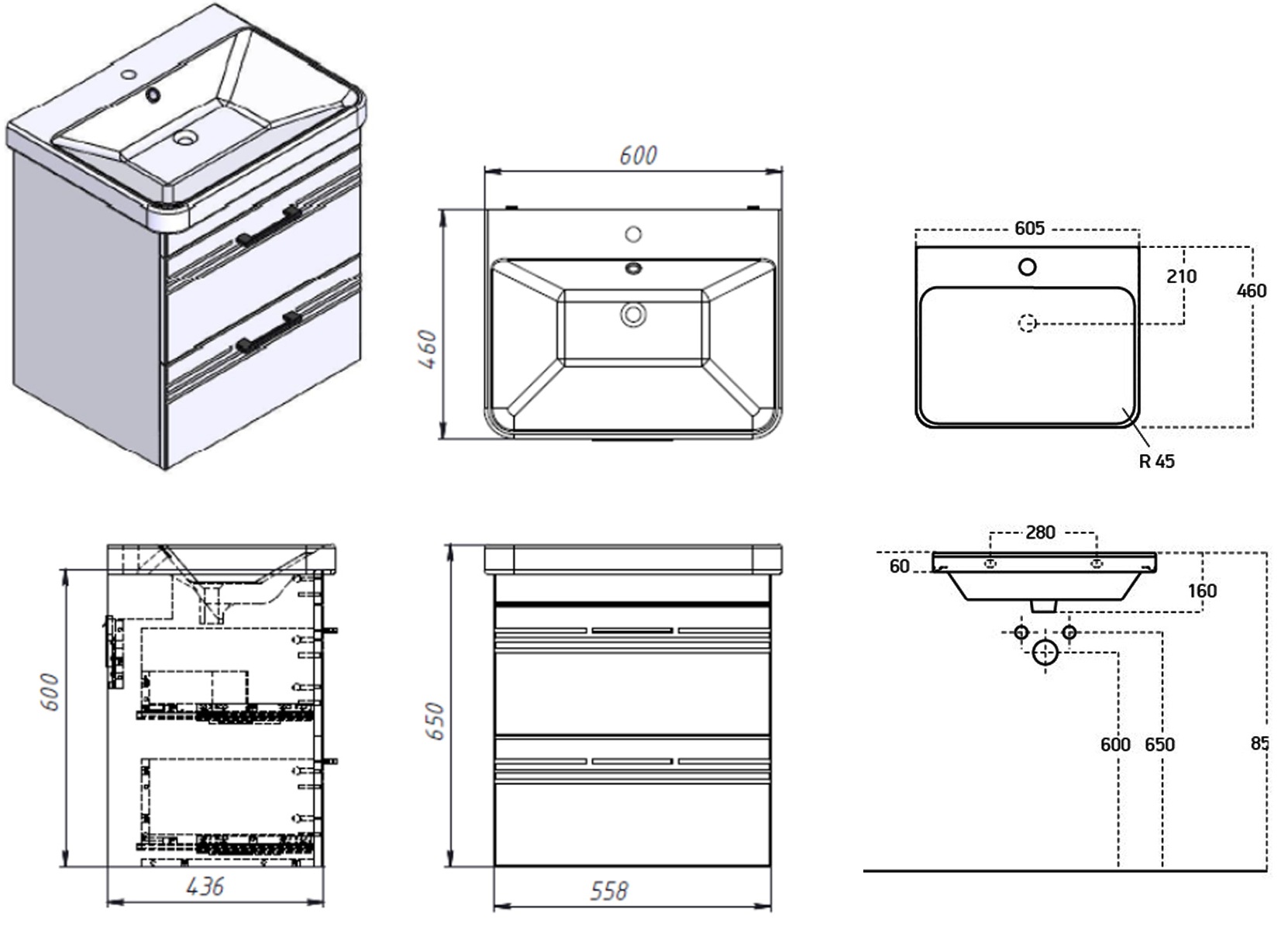 Devit Urbanis, 60 см (454060W) Габаритні розміри
