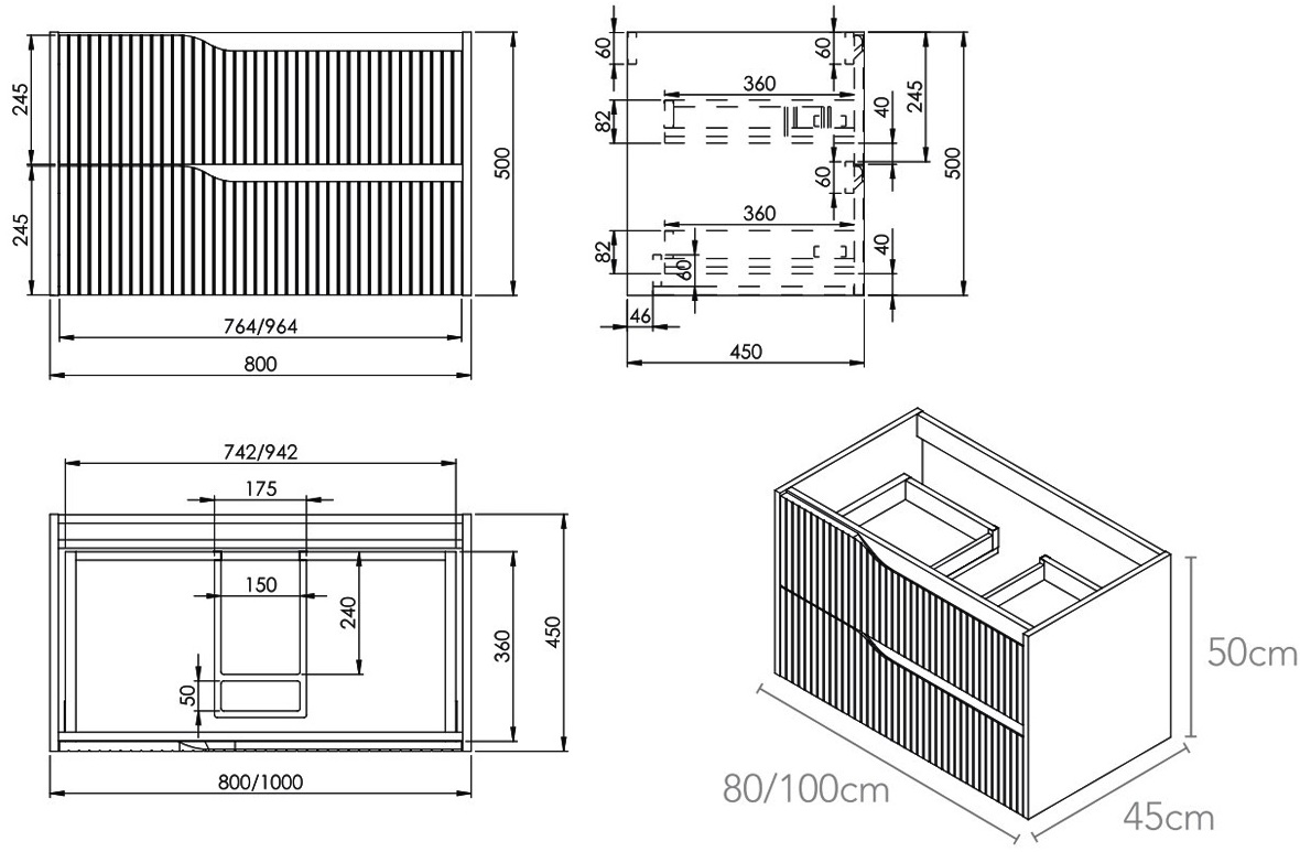 Devit Style, 80 см (442080W) Габаритные размеры