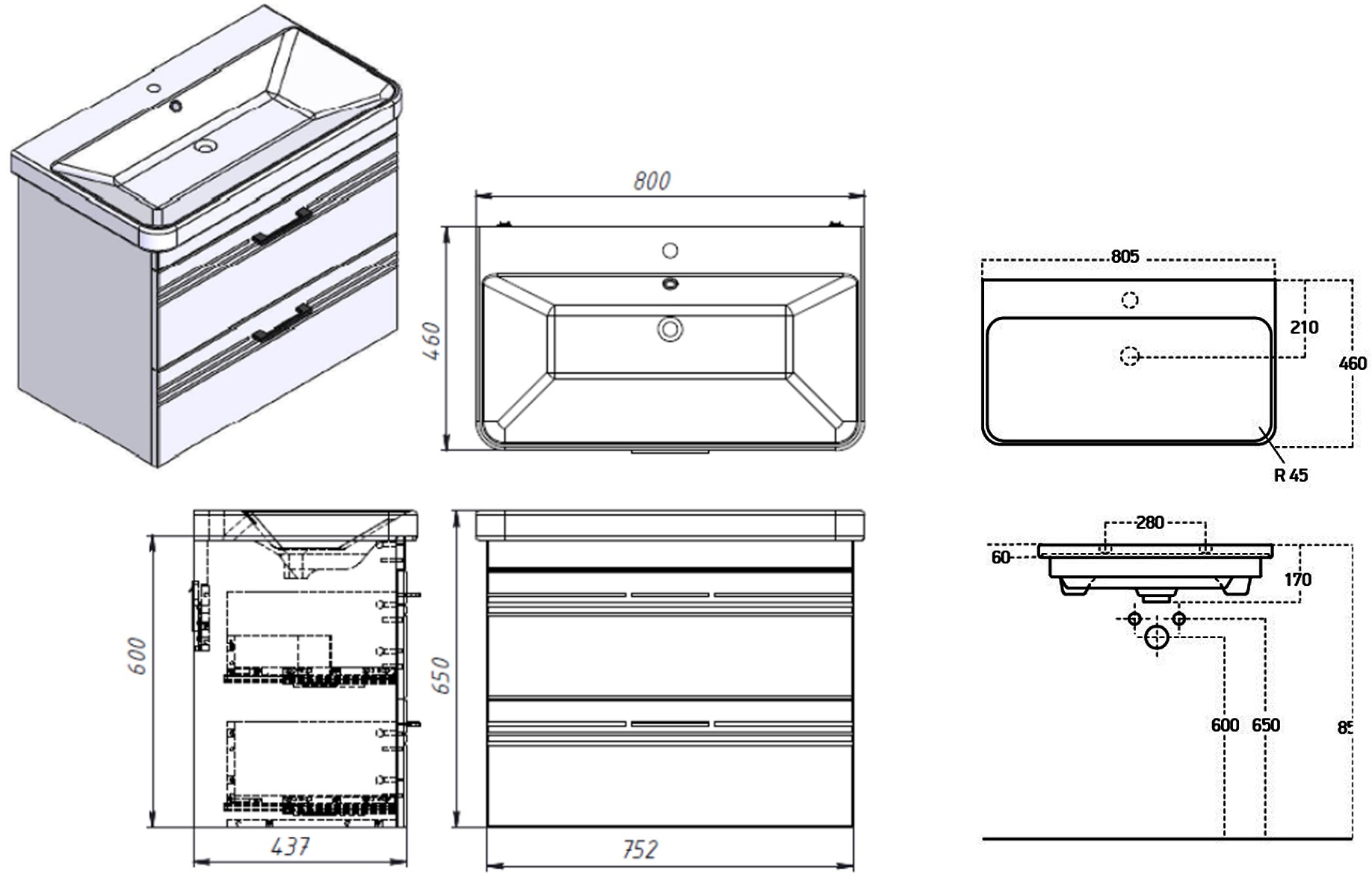 Devit Urbanis, 80 см (454080BE) Габаритные размеры
