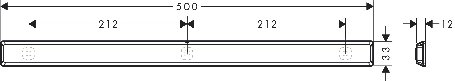 Hansgrohe WallStoris 50.0x3.3x1.2 см Matt White 27902700 Габаритные размеры