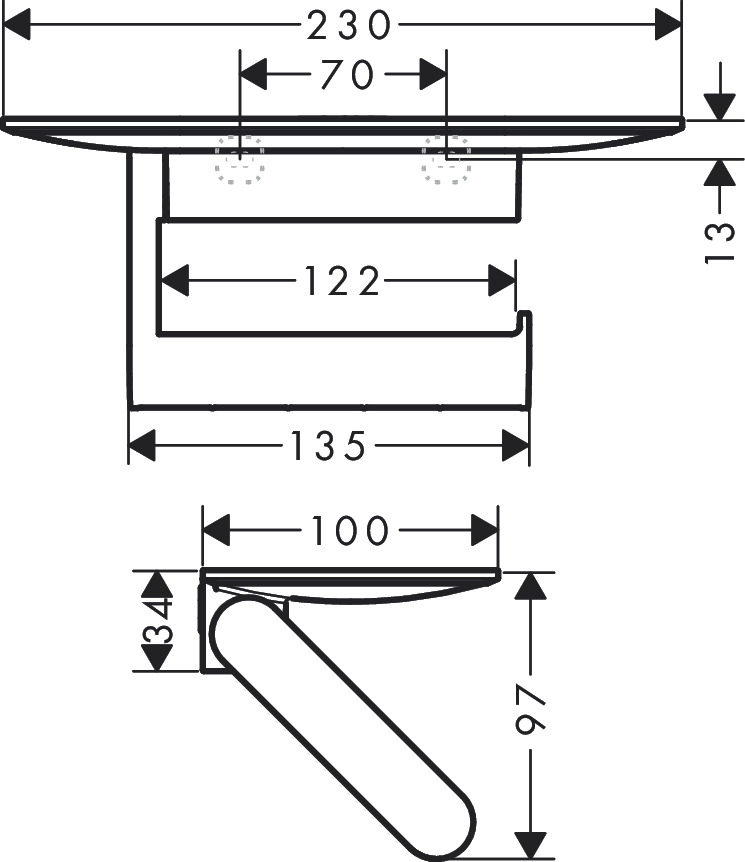 Hansgrohe WallStoris 23.0 x 10.0 x 9.7 см Matt Black 27928670 Габаритные размеры