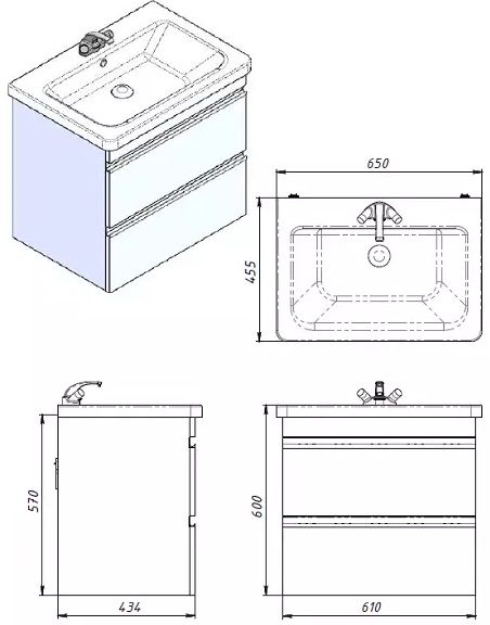 Devit Frame, 65 см (753065W) Габаритні розміри