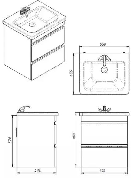 Devit Frame, 55 см (753055W) Габаритні розміри