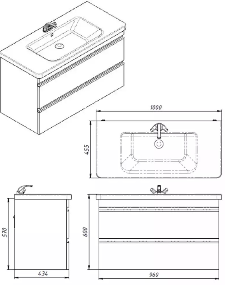 Devit Frame, 100 см (753100W) Габаритні розміри