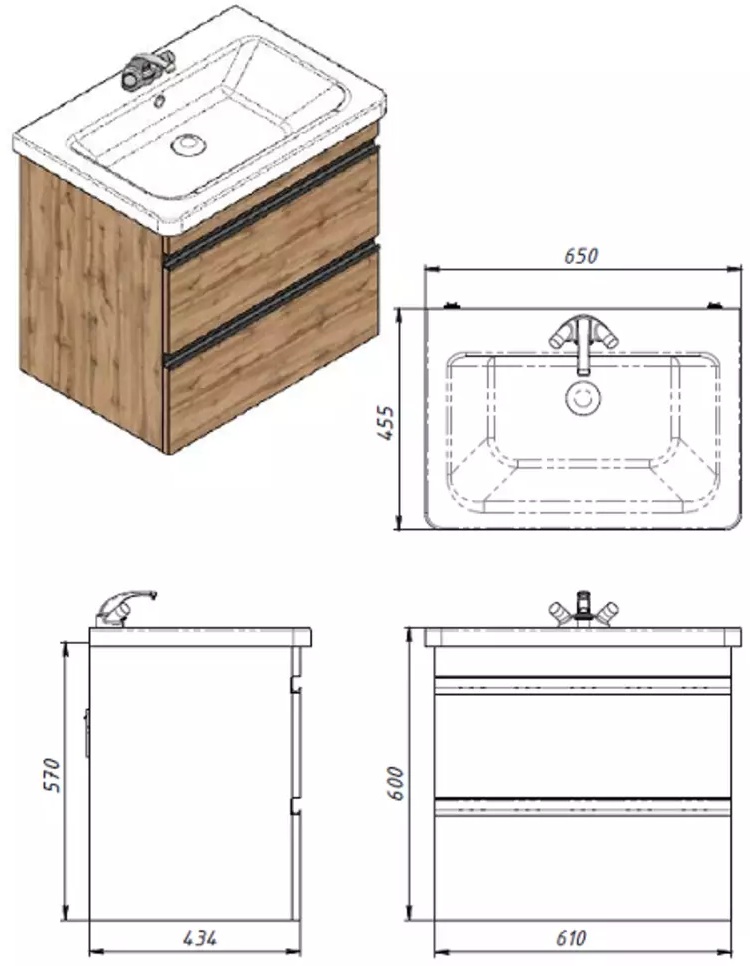 Devit Frame, 65 см (753065O) Габаритні розміри
