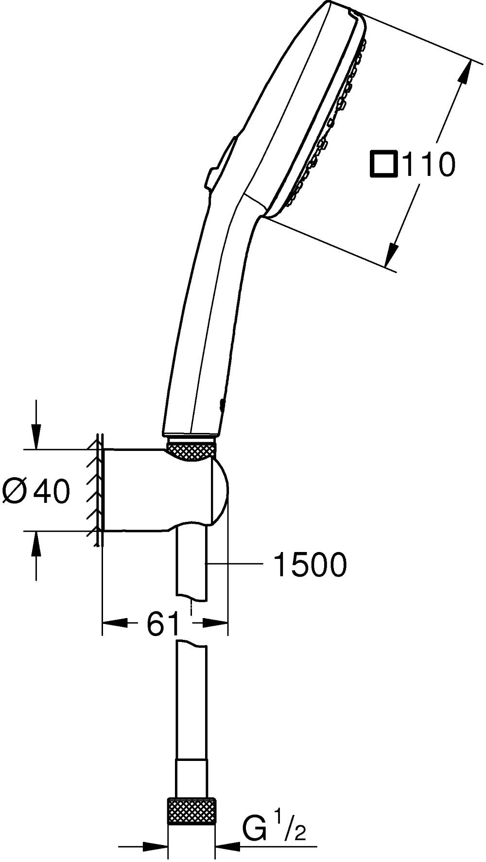 Grohe Tempesta Cube 110 27588003 Габаритные размеры