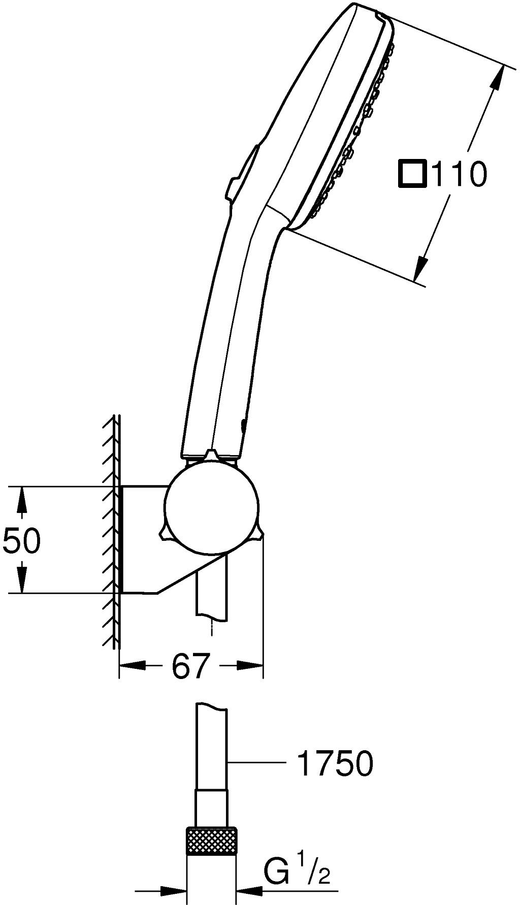 Grohe Tempesta Cube 110 27584003 Габаритні розміри