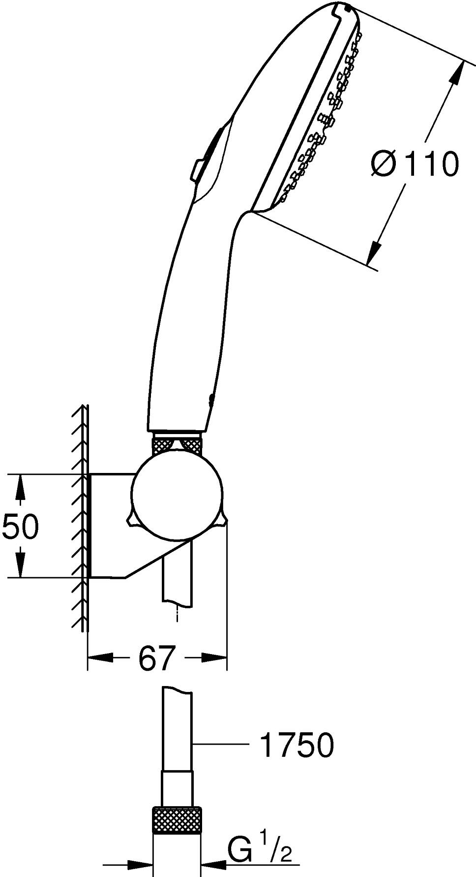 Grohe Tempesta 110 27601003 Габаритні розміри