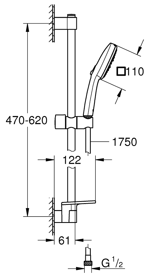 Grohe Tempesta Cube 110 27929003 Габаритні розміри