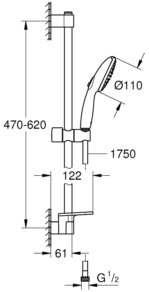 Grohe Tempesta 110 26638003 Габаритные размеры